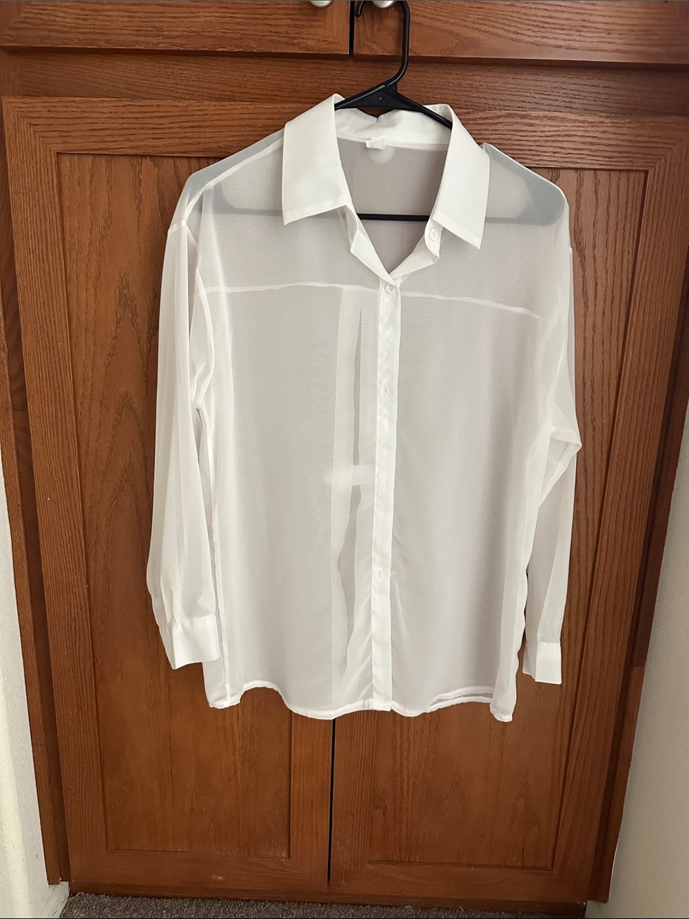 Sheer White Woman’s Blouse - Lightweight Button-Up